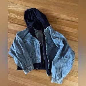 Forever 21 Denim Jacket with Zip-In Hooded Layer – Women’s Size Small